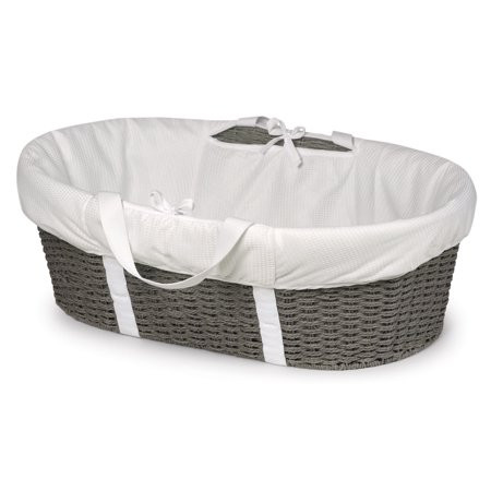 Badger Basket Wicker-Look Woven Baby Moses Basket with Bedding - Gray/White | Walmart (US)