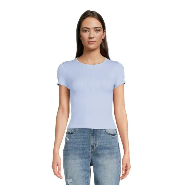 No Boundaries Juniors Crewneck Seamless T-Shirt | Walmart (US)