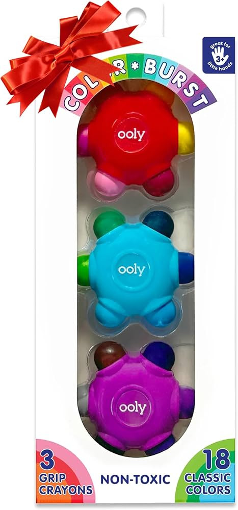 Ooly Color Burst Grip Crayon for Toddlers and Little Hands, Set of 3 Crayons with 18 Classic Colo... | Amazon (US)