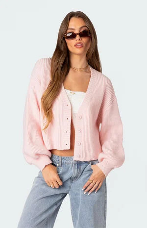 Edikted Sabrina Chunky Knit Cropped Cardigan | PacSun