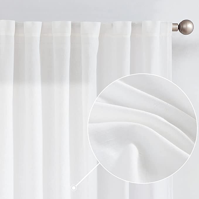 jinchan Linen Curtains for Living Room Drapes Rod Pocket Back Tab Linen Blend Farmhouse Curtains ... | Amazon (US)