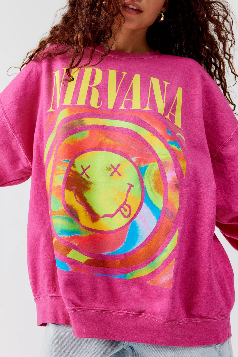 Nirvana Smile Overdyed Crew Neck Sweatshirt | Urban Outfitters (US and RoW)
