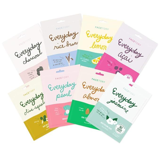 Everyday Set of 8 Sheet Masks (8 Pack Bundle) - Hydrating Essence Korean Sheet Mask, for All Skin... | Amazon (US)