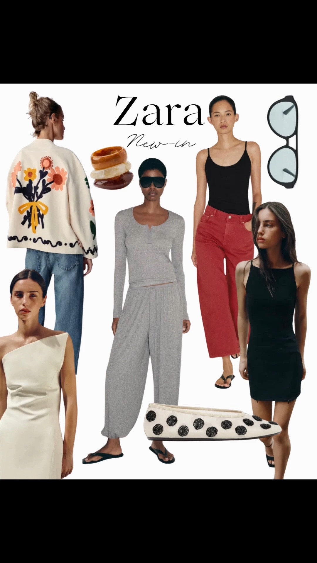 Zara new-in ❤️‍🔥❤️‍🔥

Tags: summer to fall transitional outfit, matching set, black mini dress, red barrel leg jeans, aviator sunglasses, loungewear, white mini dress, stacked bracelets, embroidered jacket, beaded ballet flats

#LTKsummer #LTKcanada #LTKdresses
