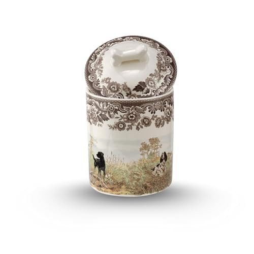 Spode Woodland Treat Jar with Hunting Dogs Design - 7" Stoneware Pet Treat Container with Airtight Seal & Bone Lid, British Floral Border - Dishwasher Safe Body - Designed in England | Amazon (US)