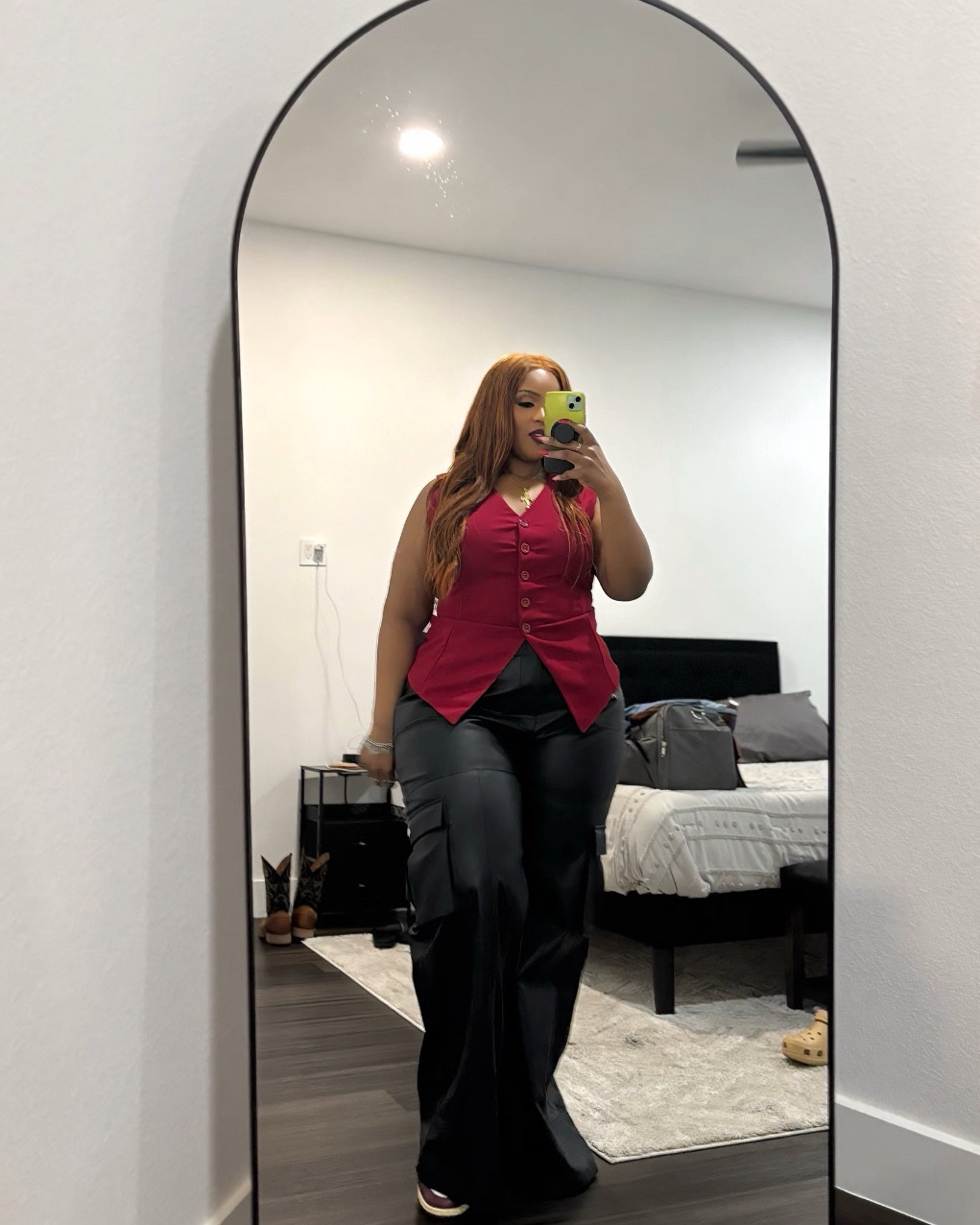 Fashion Nova ♥️🖤

Office Romance Vest Pant Set - Ruby
Size - 1x (Top)

On My Best Behavior Faux Leather Pant 
Size - 3x (Need a 2x to eliminate gap in back) 

#LTKBeauty #LTKPlusSize #LTKSaleAlert