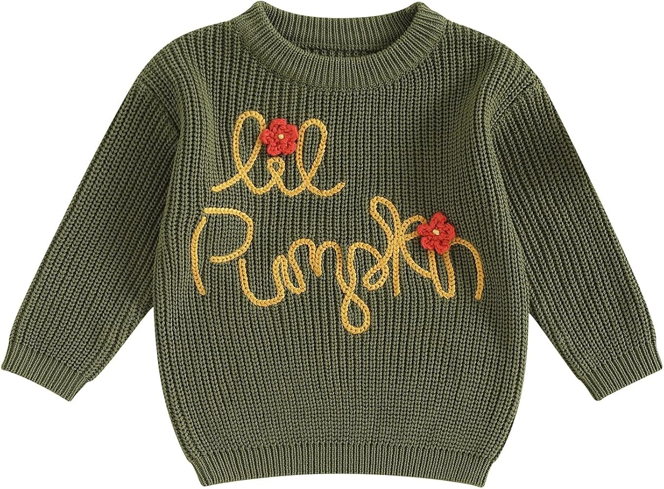 Toddler Baby Girl Knit Sweaters Oversized Long Sleeve Embroidery Shirt Top Newborn Infant Cute Fa... | Amazon (US)