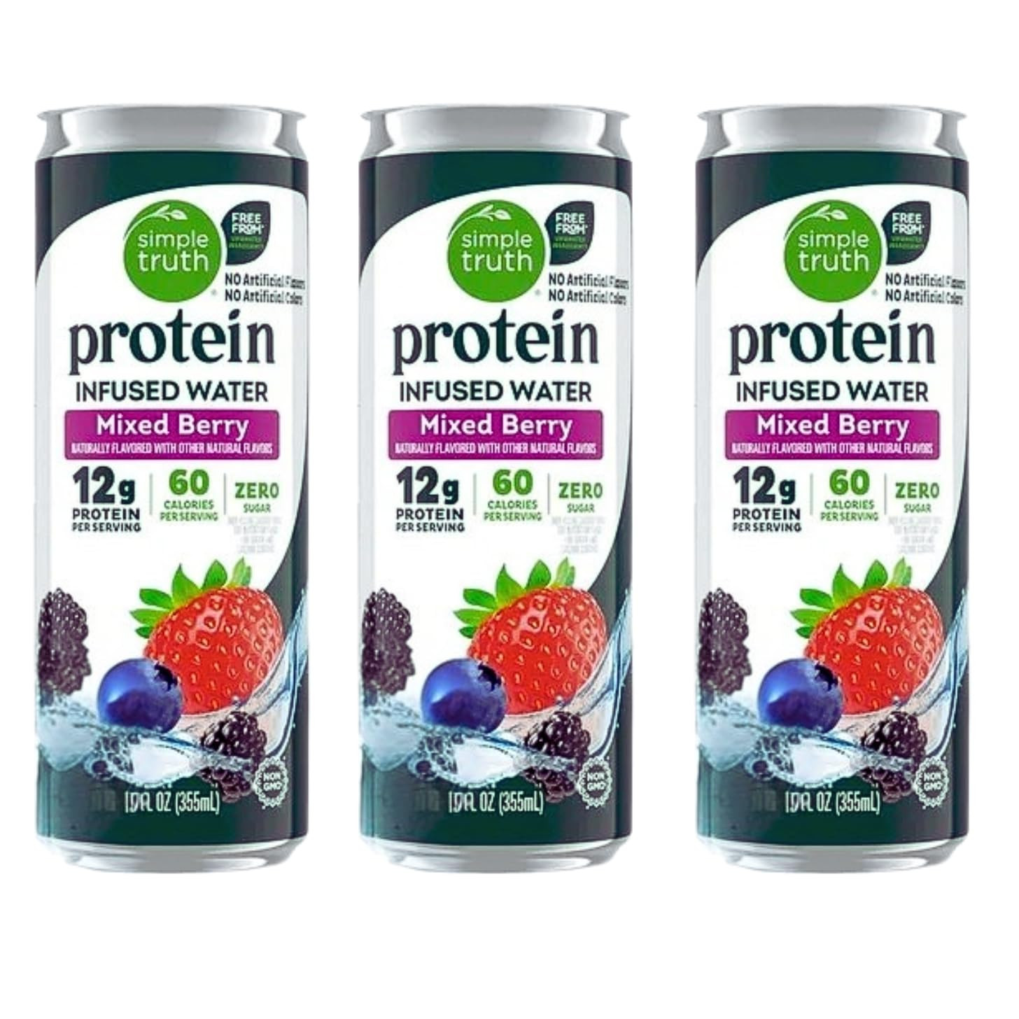 Protein Infused Water, Mixed Berry Flavored, 12 fl oz, Pack of 3 | Amazon (US)