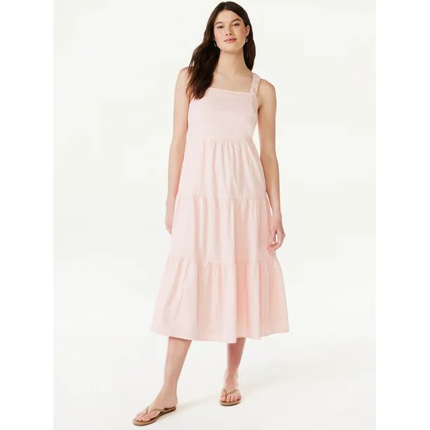 Free Assembly Women's Sleeveless Square Neck Maxi Dress with Elastic Straps, Sizes XS-XXXL | Walmart (US)