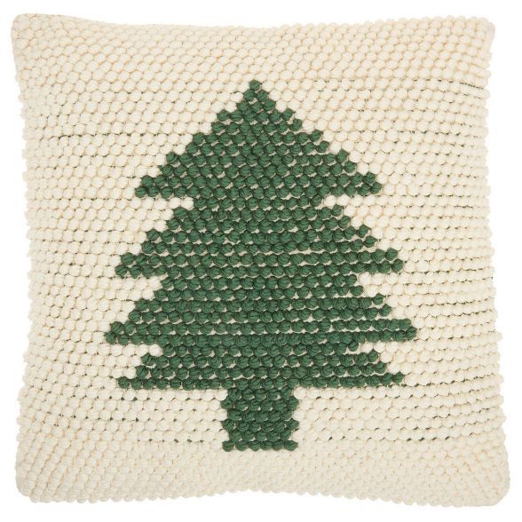 20&#34;x20&#34; Oversize Christmas Tree Loops Square Throw Pillow Ivory/Green - Mina Victory | Target