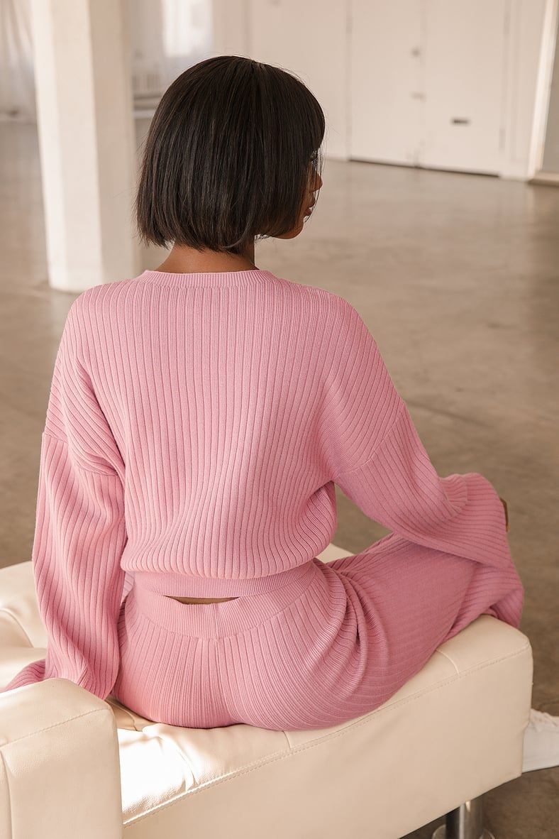 Snuggly Style Mauve Pink Ribbed Knit Cropped Sweater | Lulus (US)