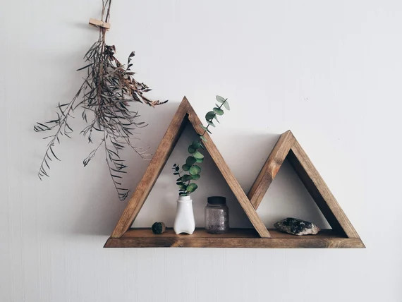 Mountain Shelf / geometric shelf, triangle shelf, essential oil shelf, mountain wall art, crystal... | Etsy (US)