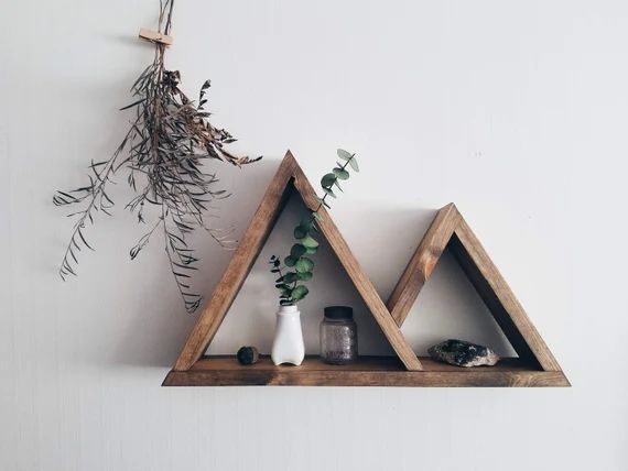 Mountain Shelf / geometric shelf, triangle shelf, essential oil shelf, mountain wall art, crystal... | Etsy (US)