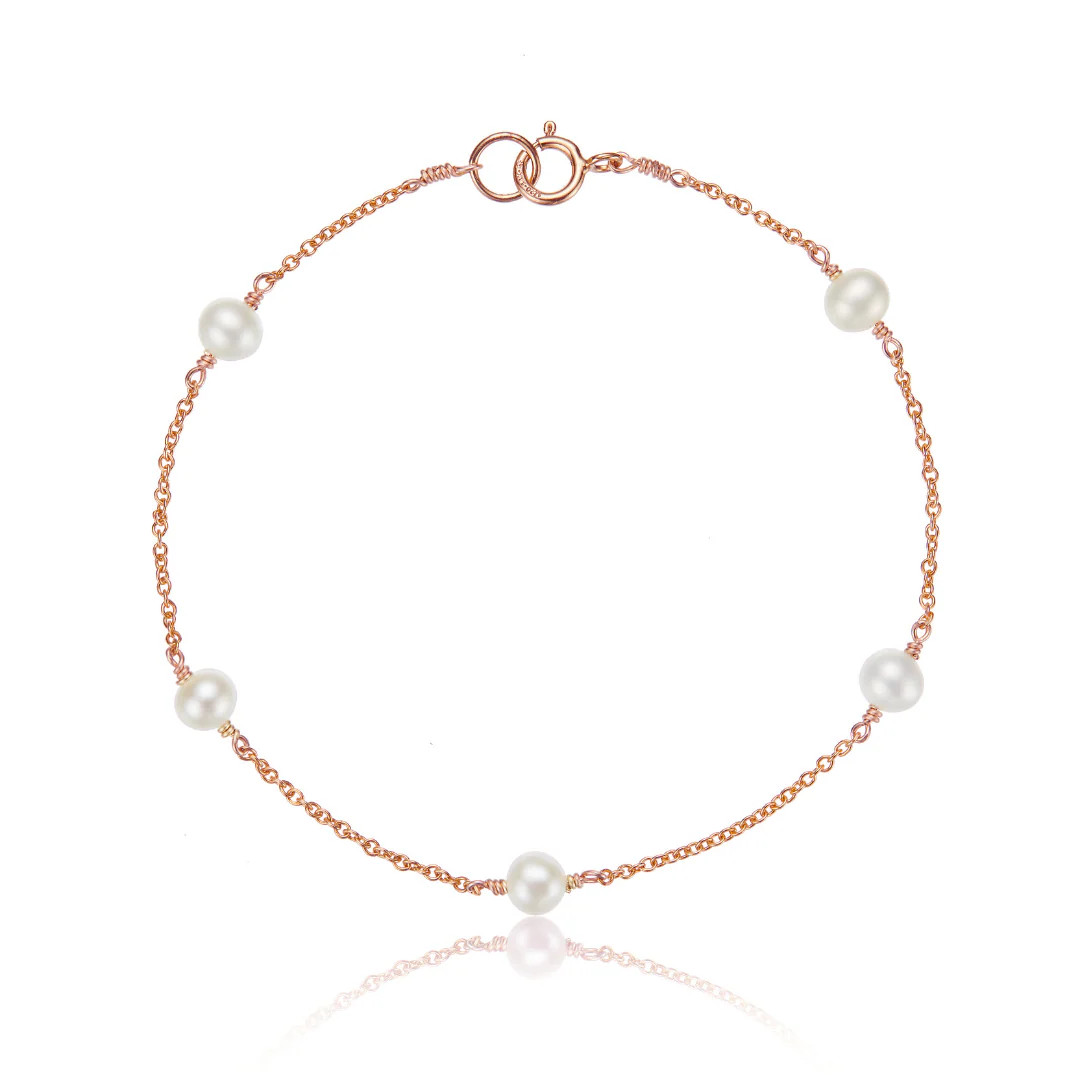 Rose Gold Five Pearl Bracelet | Lily & Roo
