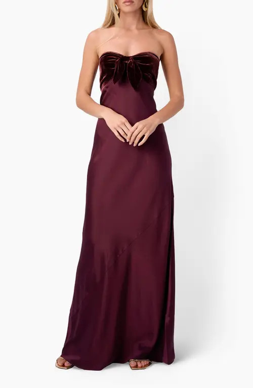 CAMI NYC Lavinia Strapless Mixed Media Gown in Cranberry at Nordstrom, Size 0 | Nordstrom