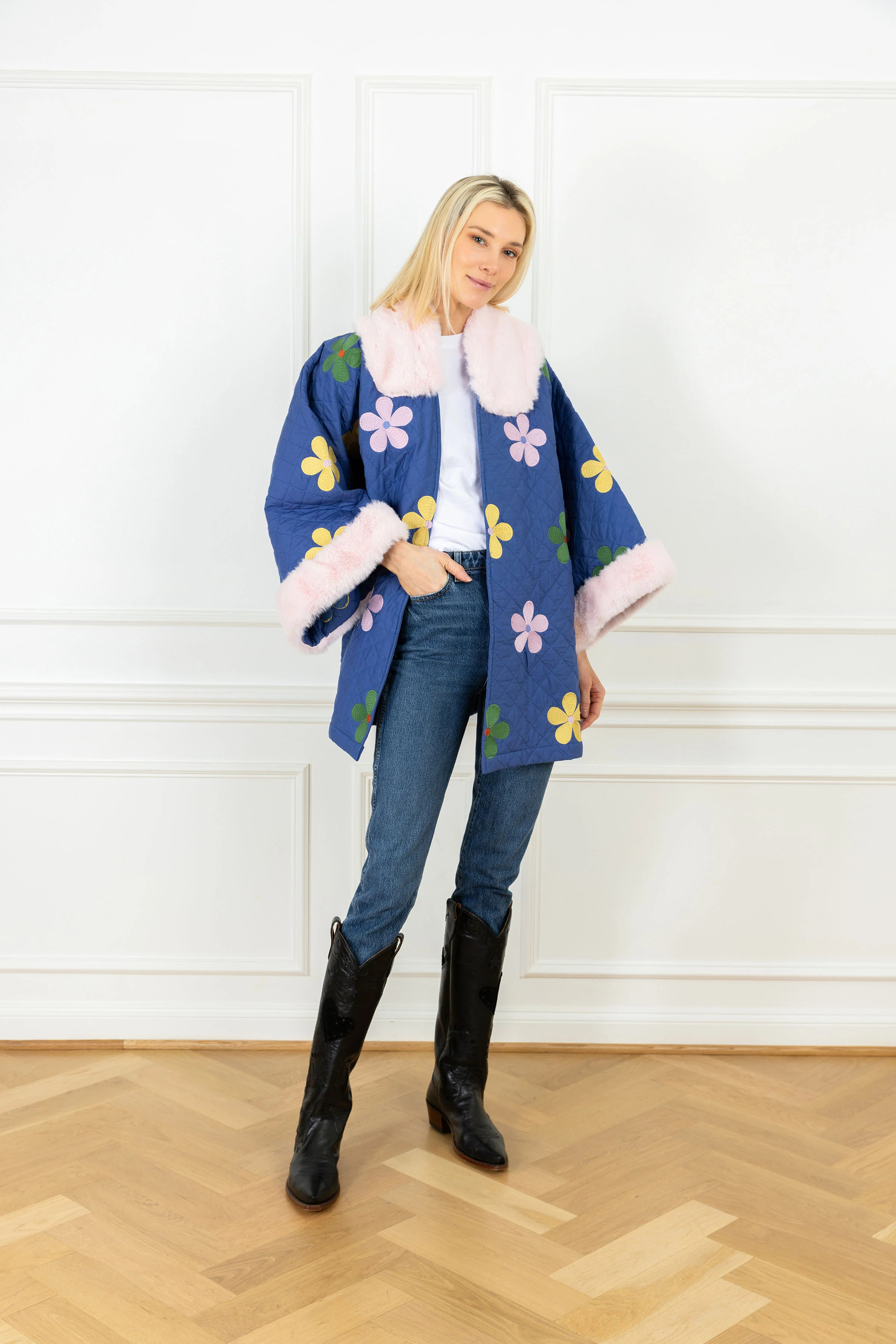 Cobalt Quilted Floral Mini Duster | La Vie Style House