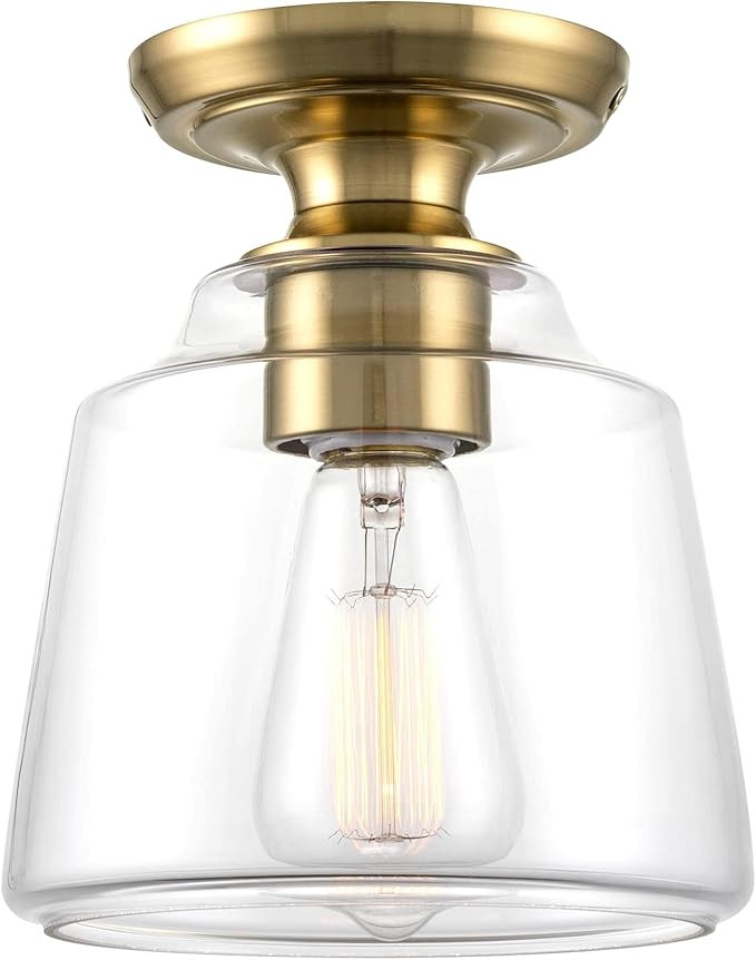 Kira Home Baron 8.5" 1-Light Modern Farmhouse Semi Flush Mount Ceiling Light + Schoolhouse Glass ... | Amazon (US)