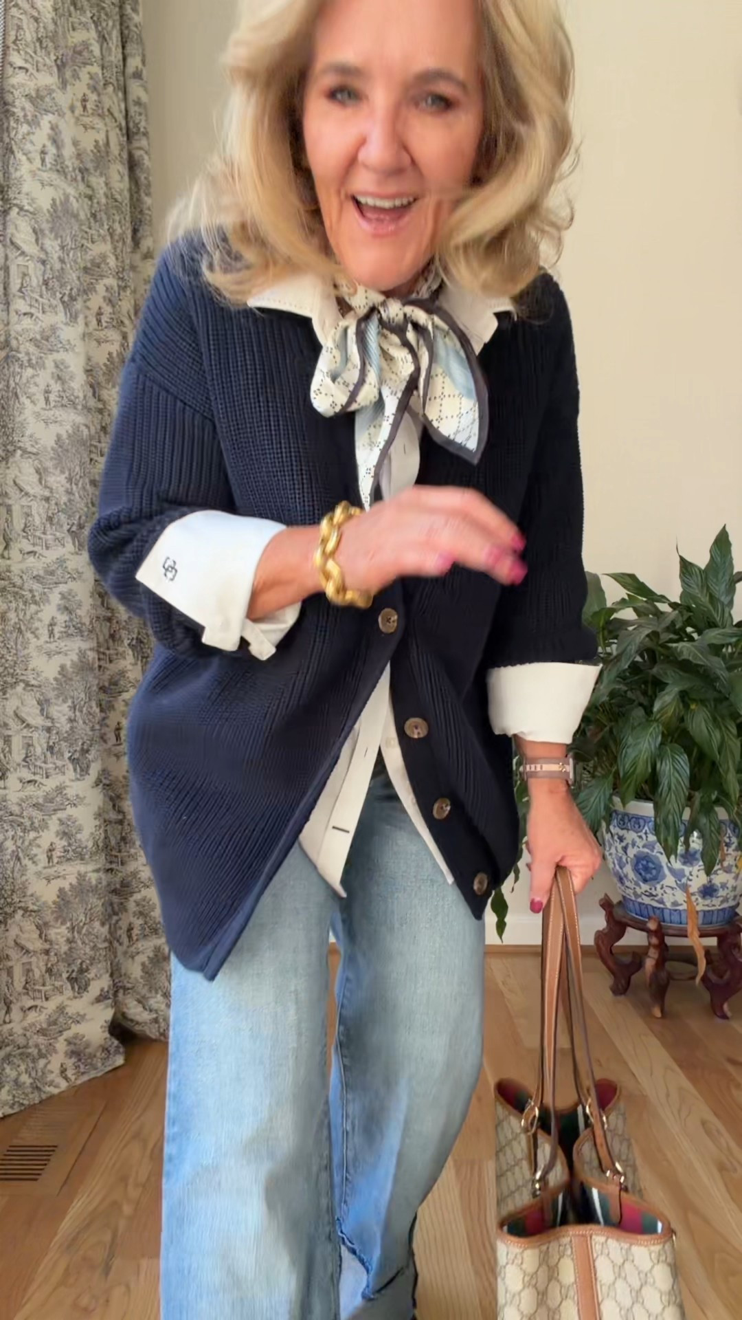 Pinterest inspired!
I’m linking my exact jeans, but the track striped jeans would also be really cute with this outfit. I do size down in this style.
No iron white blouse size 1.0
My cotton cardigan is not available in this longer length, but it is available in the more hip length that the Pinterest inspiration photo is wearing.
Amazon scarf. Mine was longer than the inspired by outfit, so I tied it in a bow versus in a knot.

#LTKOver40 #LTKootd #LTKPetite