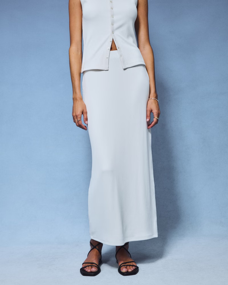 Powdered Rib Knit Maxi Skirt | Abercrombie & Fitch (US)