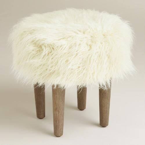 Natural Flokati Stool | World Market