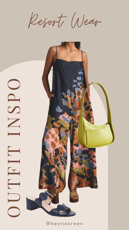 Resort wear look #4. This jumpsuit is so pretty and perfect for any upcoming trips this summer! Chic and fun to dress up with colorful accessories.

#LTKFindsUnder100 #LTKShoeCrush #LTKStyleTip