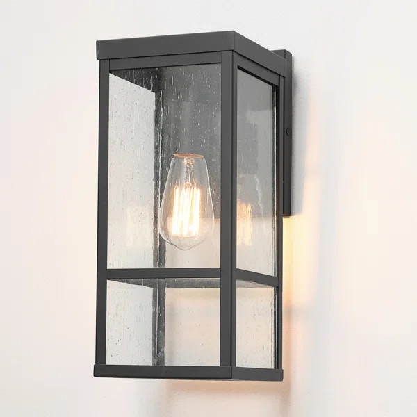 Makaili Silver 14'' H Seeded Glass Outdoor Flush Mount | Wayfair North America