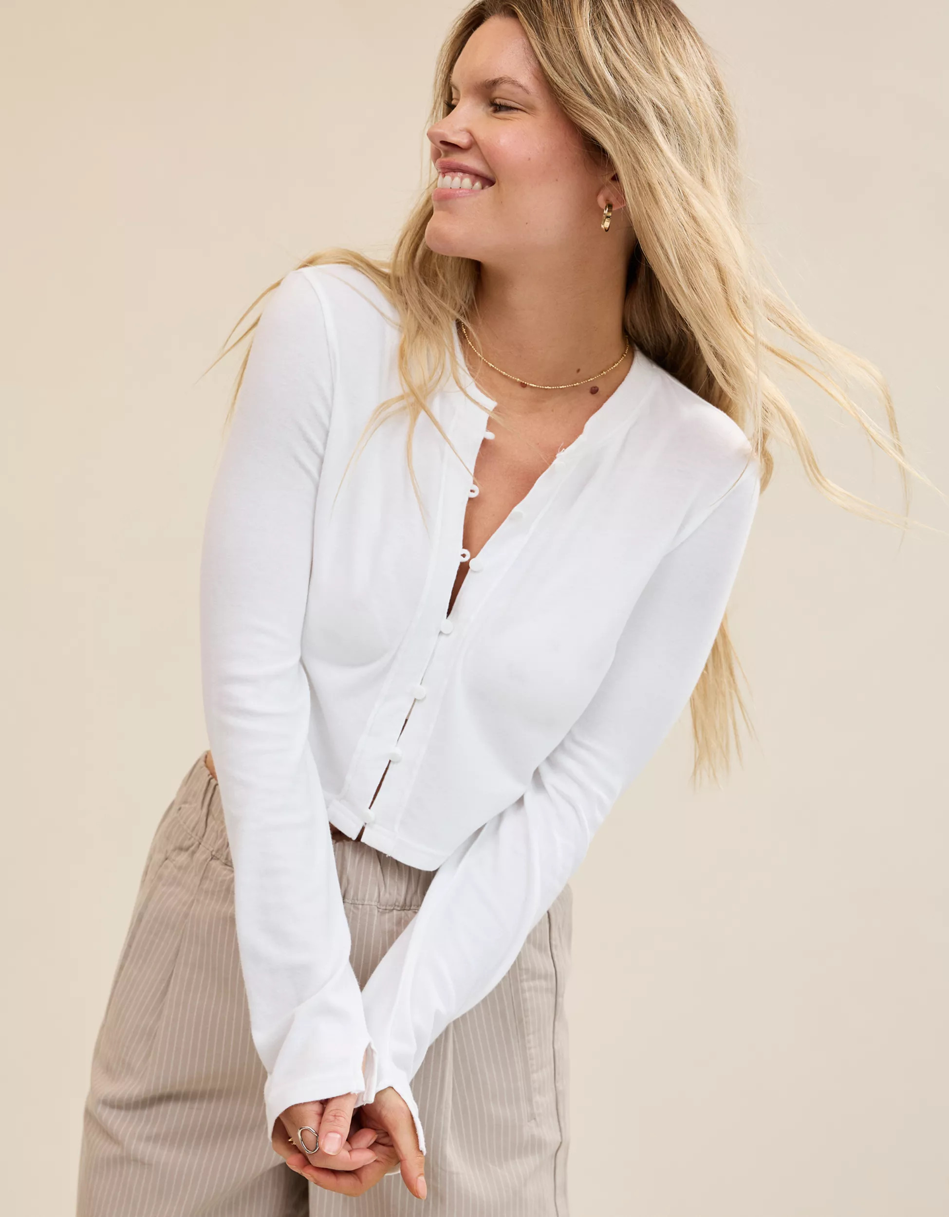 Aerie Happy Snit Cardi T-Shirt | Aerie