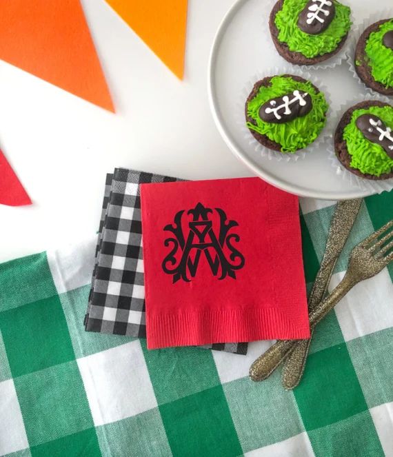monogram napkins, personalized napkins, custom napkins, cocktail napkins, paper napkins, vintage ... | Etsy (US)