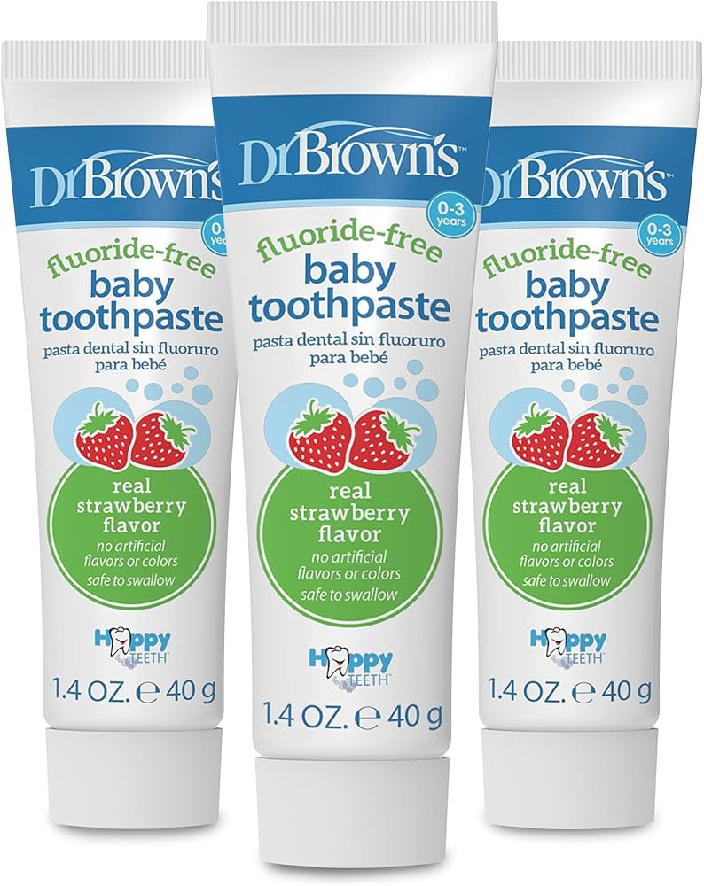 Dr. Brown's Fluoride-Free Baby Toothpaste, Infant and Toddler Oral Care, 1.4oz/40g, 0-3 Years, St... | Amazon (US)
