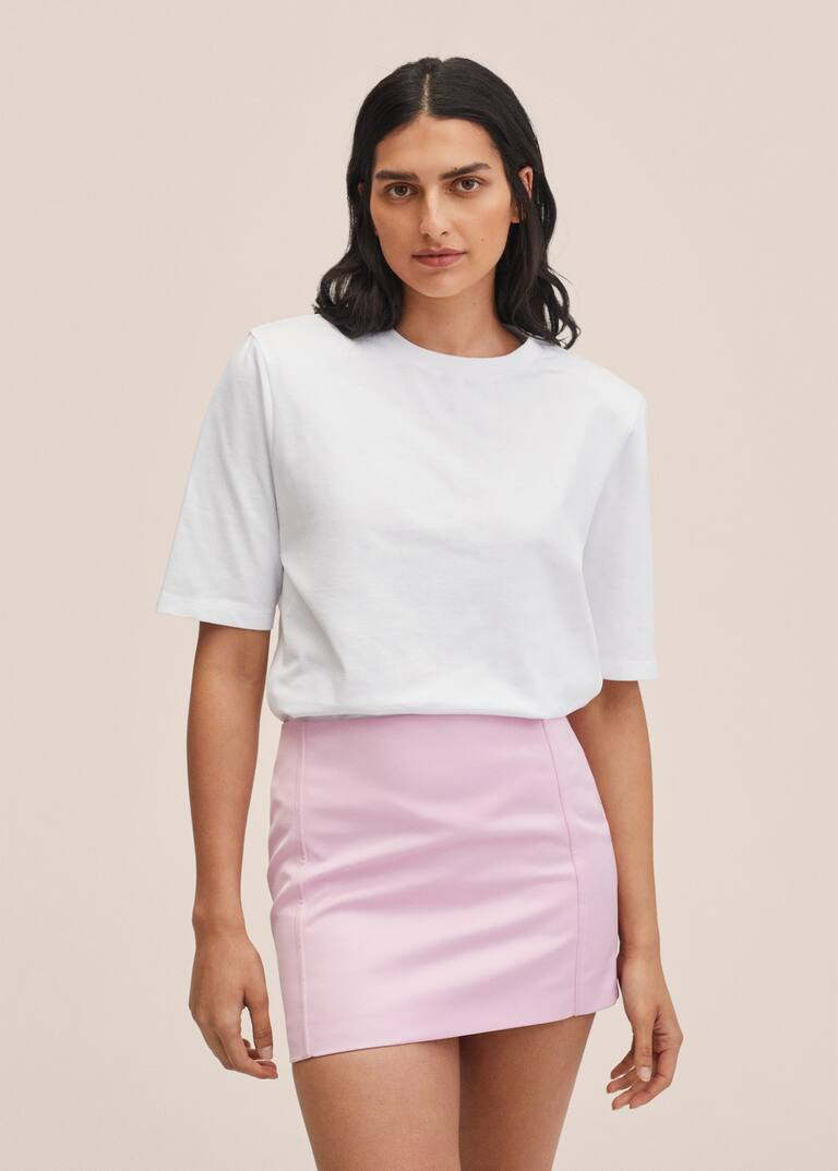 Short-sleeved t-shirt with shoulder pads | MANGO (US)