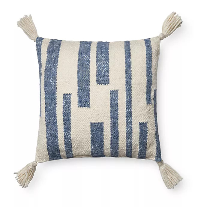 Magnolia Home by Joanna Gaines Kaylee Square Throw Pillow in Navy/Ivory | Bed Bath & Beyond
