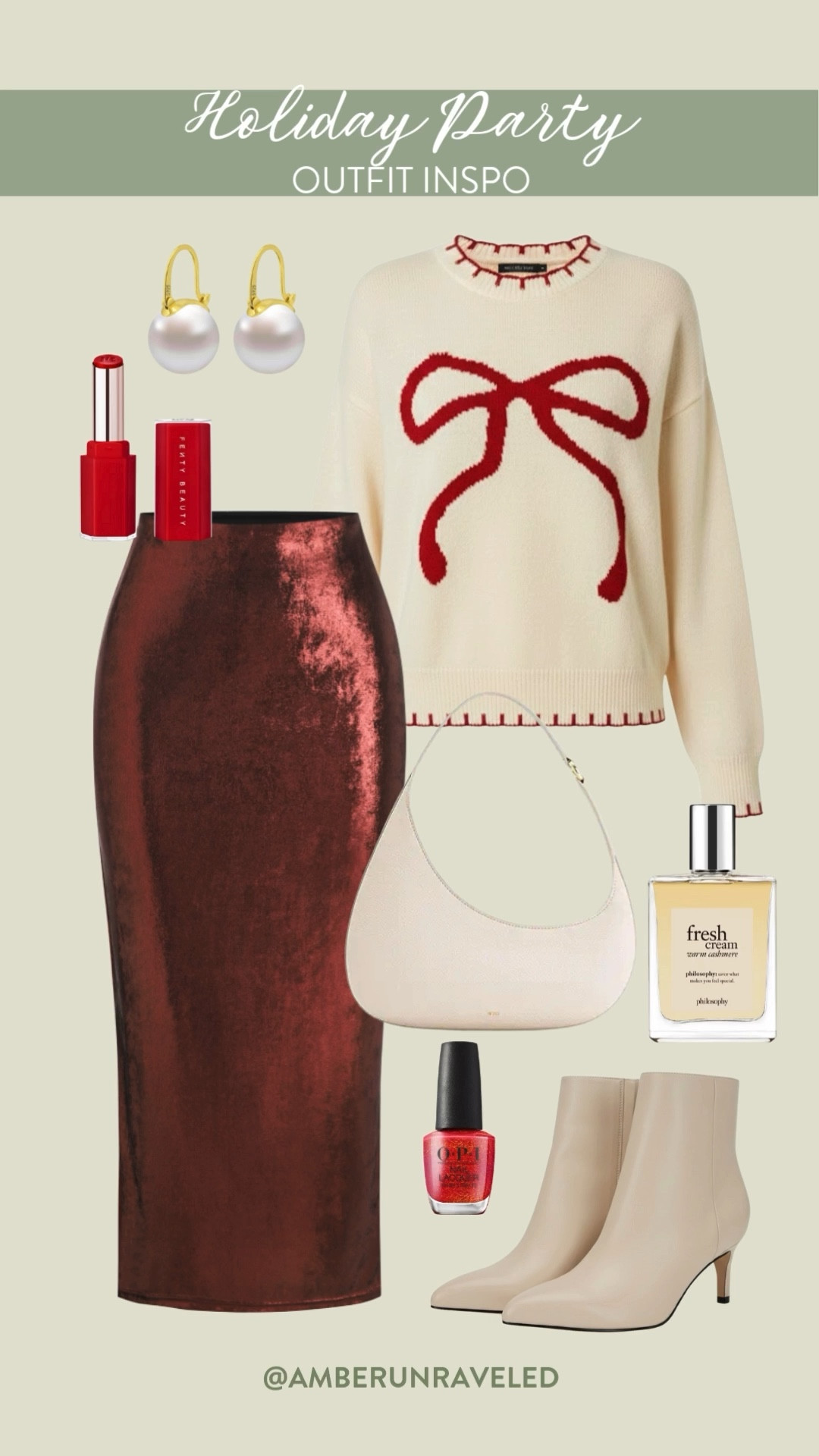It's time for some holiday party outfit inspo, and this look is perfect! That sequin red skirt paired with the cute bow sweater is giving us major festive vibes, and the neutral boots and purse tie the whole glam look together.

christmas party look, festive fashion, winter style, red and white, outfit inspo, sweater weather, preppy look, fashion accessories

#LTKHoliday #LTKFindsUnder50 #LTKSeasonal