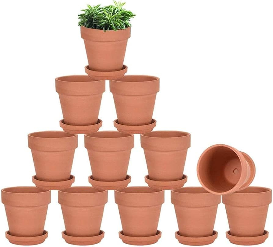 vensovo 3 inch Terracotta Clay Pots for Plants with Saucer - 12 Pack Small Terra Cotta Planter Gr... | Amazon (US)