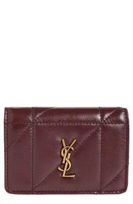 Saint Laurent Jamie Carré Rive Gauche Matelassé Leather Bifold Card Case in Noir at Nordstrom | Nordstrom