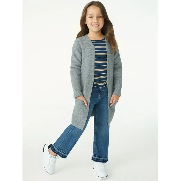 Free Assembly Girls Long Open Cardigan Sweater, Sizes 4-18 - Walmart.com | Walmart (US)