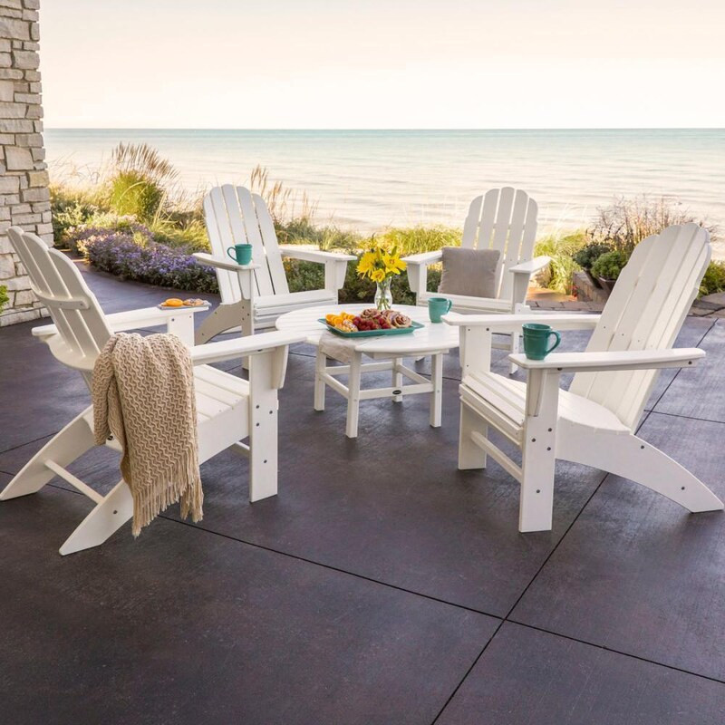 POLYWOOD Vineyard 5 Pc Recycled Plastic Oversized Adirondack Seating Set in White by - PWS400-1-WH | BBQ Guys