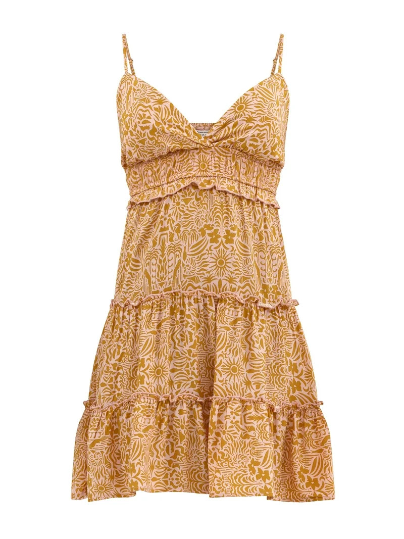 No Boundaries Surplice Tiered Mini Dress, Women's | Walmart (US)