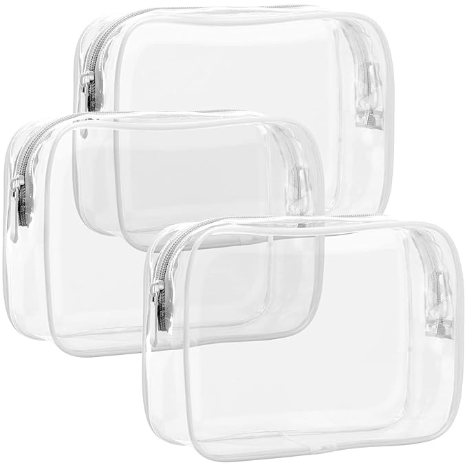 F-color TSA Approved Toiletry Bag - 3 Pack Clear Toiletry Bags Clear Makeup Cosmetic Bags for Wom... | Amazon (US)