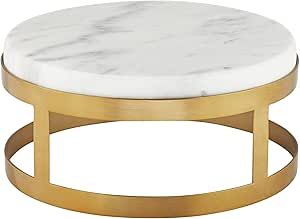 Marble and Gold Brass Finish 8" x 3 3/4" Round Lamp Stand Riser - Regency Hill | Amazon (US)