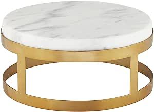 Marble and Gold Brass Finish 8" x 3 3/4" Round Lamp Stand Riser - Regency Hill | Amazon (US)