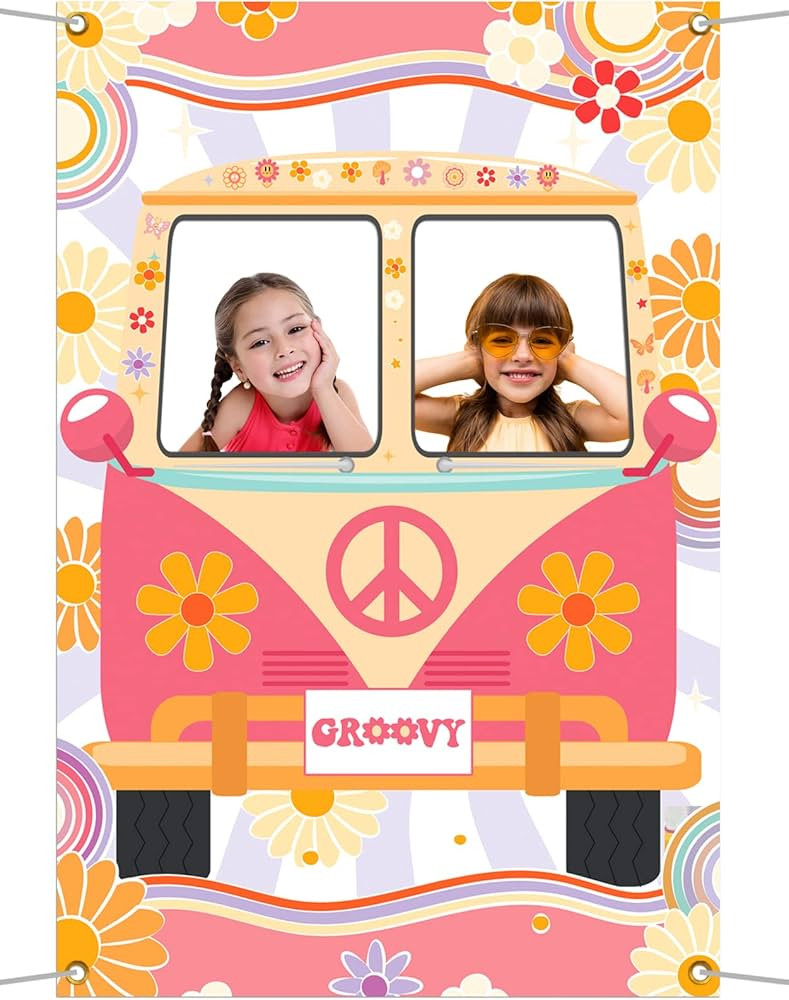 Hippie Photo Booth Props, Hippie Bus Prop Groovy Bus Photo Booth for 60'S 70'S Party, Hippie Part... | Amazon (US)