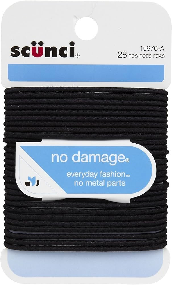 Scunci No Damage Elastic Hair Bands, Black, Medium (1597603A048) | Amazon (US)