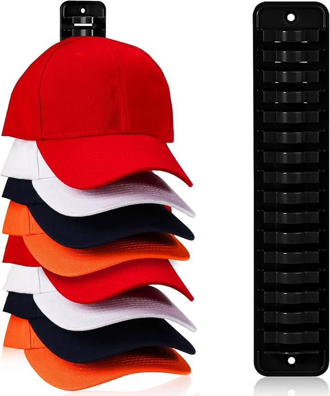 Hat Organizer for Baseball Caps, 1 Pack Hat Rack Adhesive Hat Hooks for Wall Hold Up to 16 hats, ... | Amazon (US)