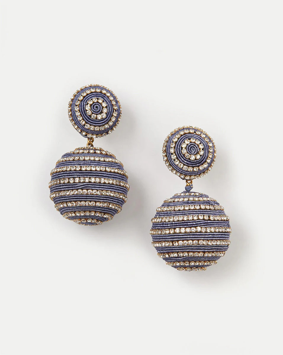 Crystal Blue Stripe Drop Earrings | Clip Backing | Veronica Beard
