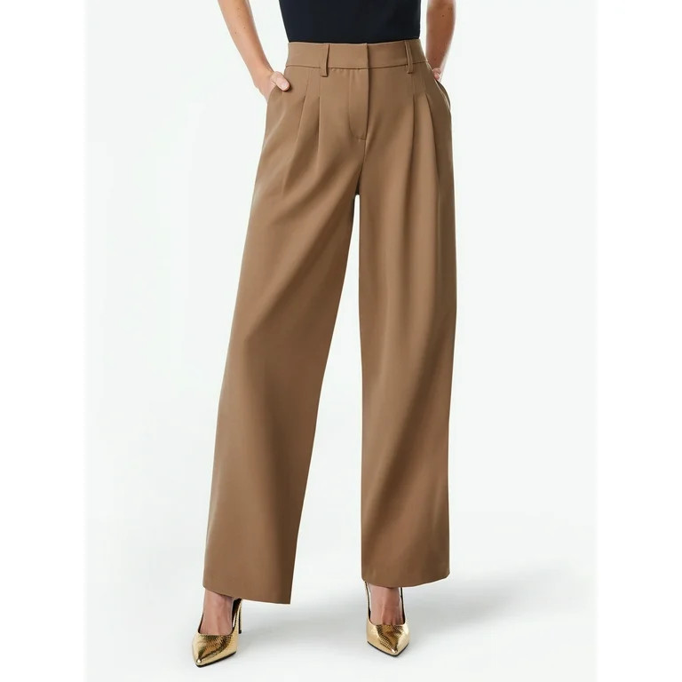 Scoop Women’s Wide Leg Trousers with Elastic Back Waist, Sizes XS-XXL | Walmart (US)