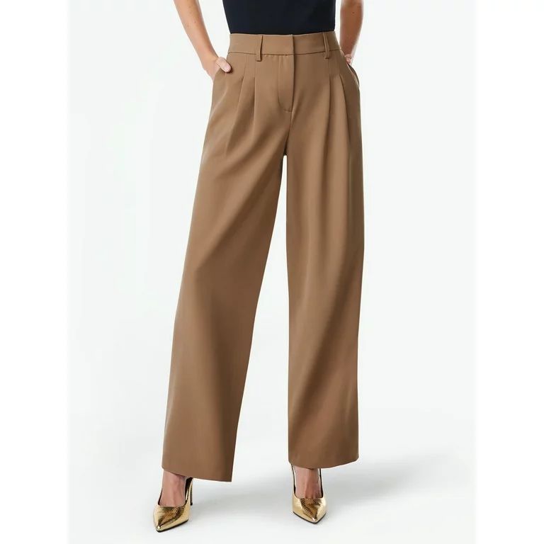 Scoop Women’s Wide Leg Trousers with Elastic Back Waist, Sizes XS-XXL - Walmart.com | Walmart (US)