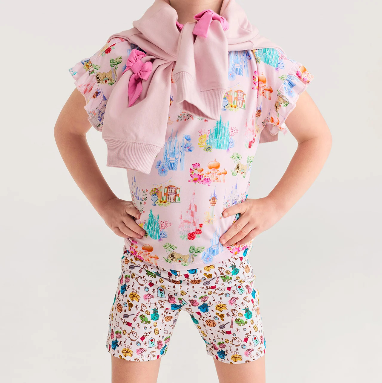 White Toddler Bike Shorts | Disney Princess Friends | Posh Peanut