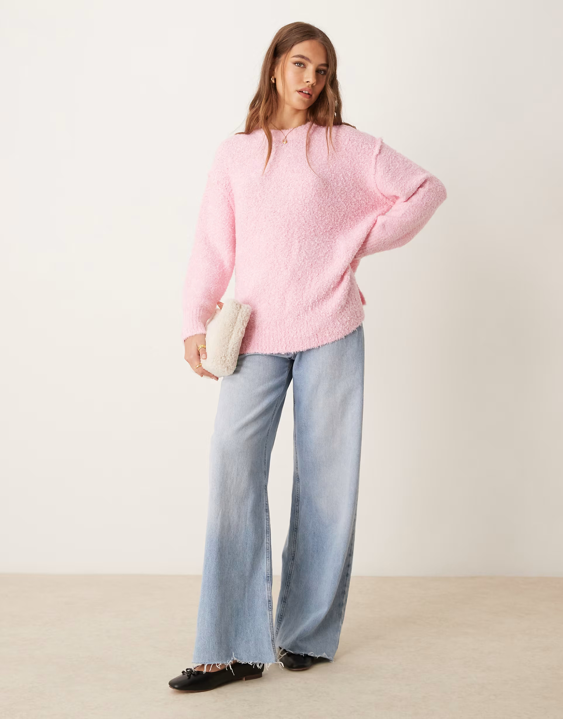 Glamorous oversized cosy knit jumper in candy pink | ASOS (Global)