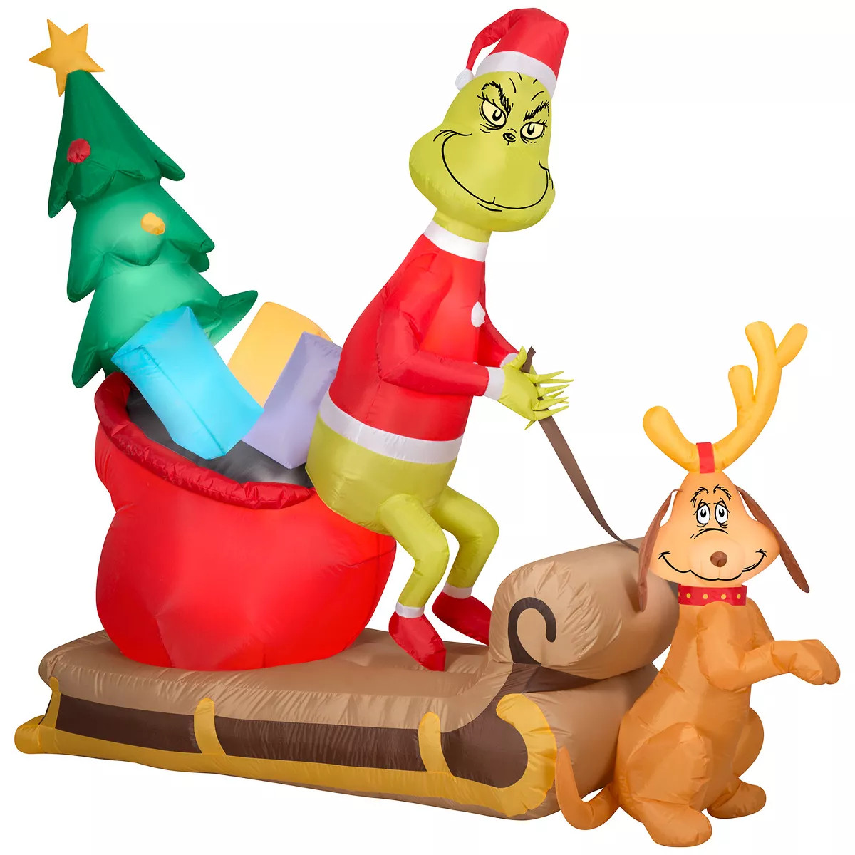 Grinch Christmas Airblown Inflatable and Max w/Sleigh Scene Dr. Seuss , 5.5 ft Tall, Red | Target