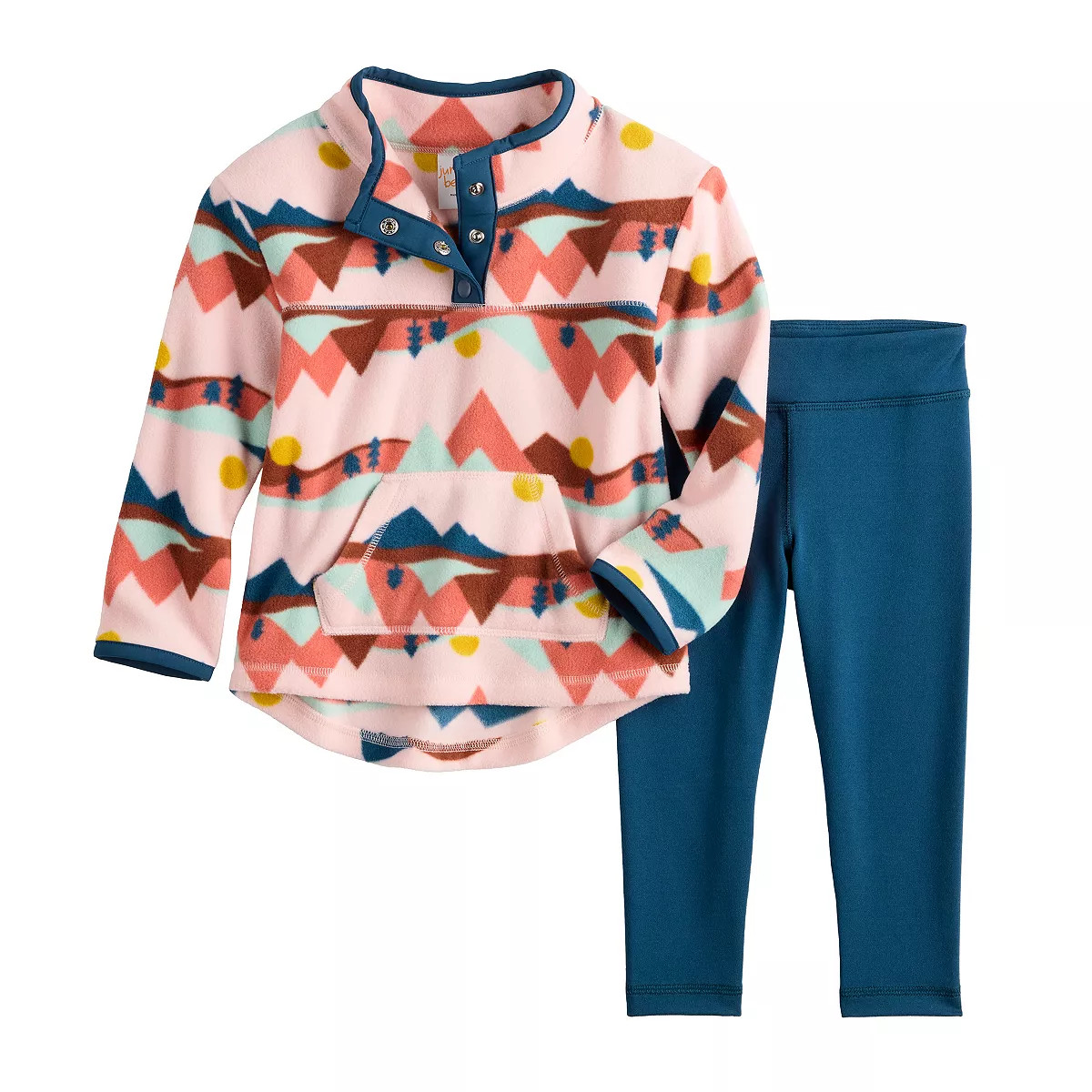 Toddler Girl Jumping Beans® Mountain Print Quarter-Snap Sweatshirt & Leggings Set | Kohl's